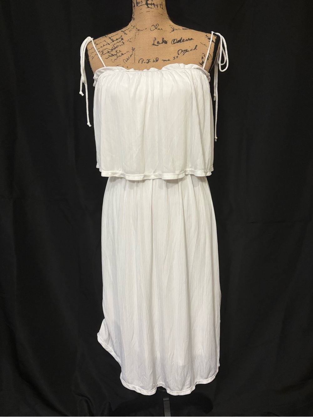 Leith White Strappy Ribbed Midi Flowy Dress